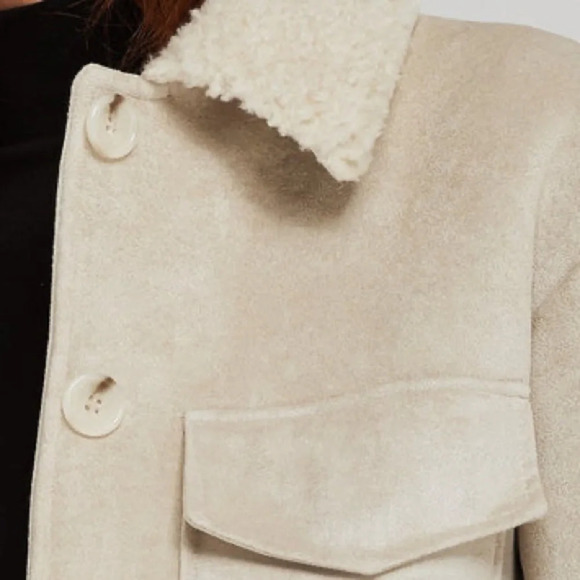 STORETS Vanessa Cropped Shearling Jacket in Beige - Picture 5 of 14